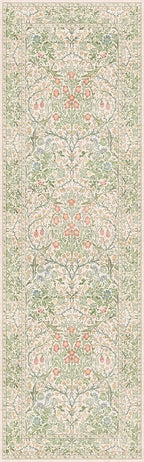 Vintage Beige Green 2'6" x 8' Runner Rug - Image 2