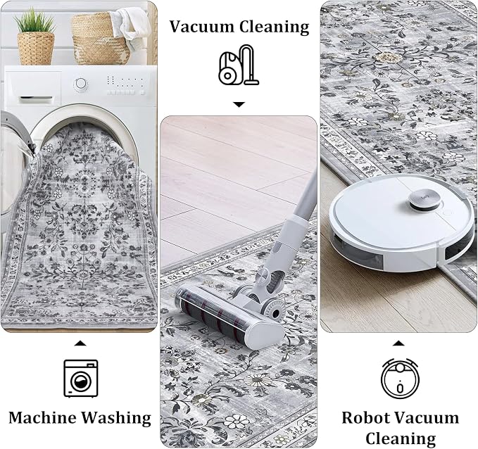 Yamaziot Washable Runner Rug 2x6 – Non Slip Boho Floral Hallway Runner Rug - Image 5