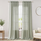 Green Linen Curtains 102 Inches Long by Nanspring