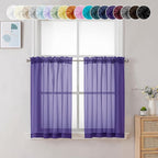 Chyhomenyc Sheer Purple Tier Curtains 24 Inch Length, Small Window Curtains by Chyhomenyc
