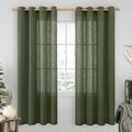 LAMIT Olive Green Linen Sheer Curtains 78 inch by LAMIT