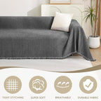 MYSKY HOME Boho Couch Cover Charcoal Gray Sofa Covers - Image 2
