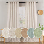 MIULEE Natural White Linen Curtains 90 Inch Long 2 Panels Set by MIULEE