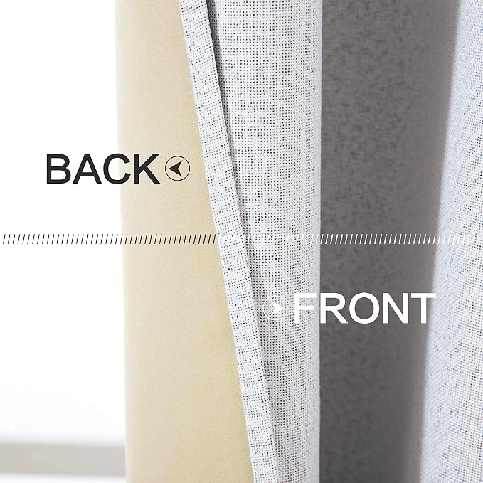 MIULEE Linen Texture Curtains for Bedroom Solid 100% Blackout Thermal Insulated - Image 6