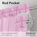 Simplebrand Pink Sheer Curtains 84 Inches Long, Light Filtering Rod Pocket - Image 2