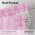 Simplebrand Pink Short Sheer Curtains 45 Inch Length - Image 2