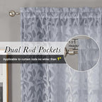 Lecloud Leia Light Grey Sheer Curtains 84 Inches Long 2 Panels, Semi Sheer - Image 2