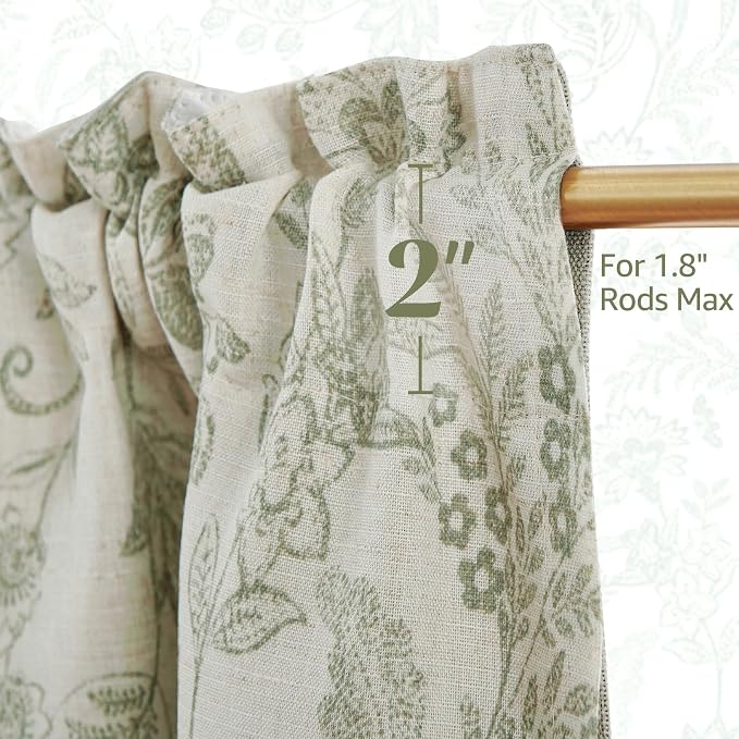 jinchan Linen Valance Curtain Farmhouse Floral Printed Small Window Curtain - Image 9