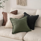 MIULEE Decorative Lumbar Throw Pillow Covers Neutral Linen Fringe Throw Pillows - Image 5