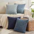 Fancy Homi Set of 4 Blue Boho Decorative Throw Pillow Covers 24x24 Inch by Fancy+Homi