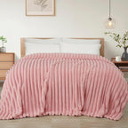 Exclusivo Mezcla Queen Size Flannel Fleece Blanket, Super Soft Striped Jacquard by ExclusivoMezcla
