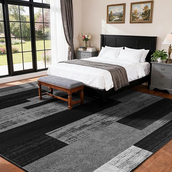 LIANLAM 5x7 Washable Area Rugs for Living Room and Bedroom, Vintage Checkered - Image 3