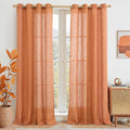 LAMIT Burnt Orange Linen Curtains 95 Inch Length 2 Panels, Linen Textured Light by LAMIT