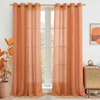 LAMIT Burnt Orange Linen Curtains 95 Inch Length 2 Panels, Linen Textured Light by LAMIT