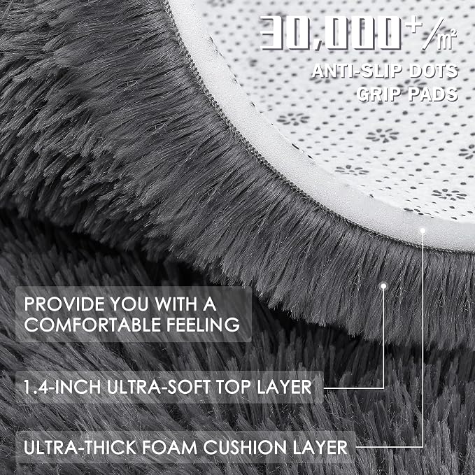 OLANLY 5x5 Area Rugs for Living Room Bedroom, Machine Washable Soft Fluffy - Image 8
