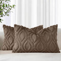 decorUhome Throw Pillow Covers 12x20 Inch Set of 2, Soft Plush Faux Wool Brown by decorUhome
