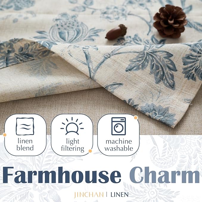 jinchan Floral Valance Curtain Linen Kitchen Valance - Image 4