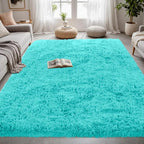 5x7 Area Rugs for Living Room Rug: Soft Fluffy Shag Teal Blue Rugs for Bedroom - Image 4