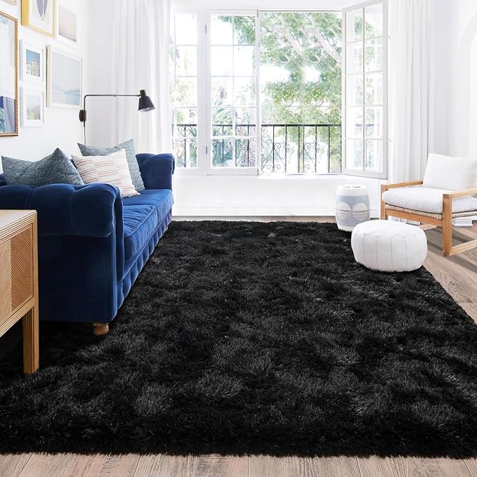 Black Rugs for Living Room 10x14, Soft Shaggy Modern Shag Area Rug for Bedroom - Image 7