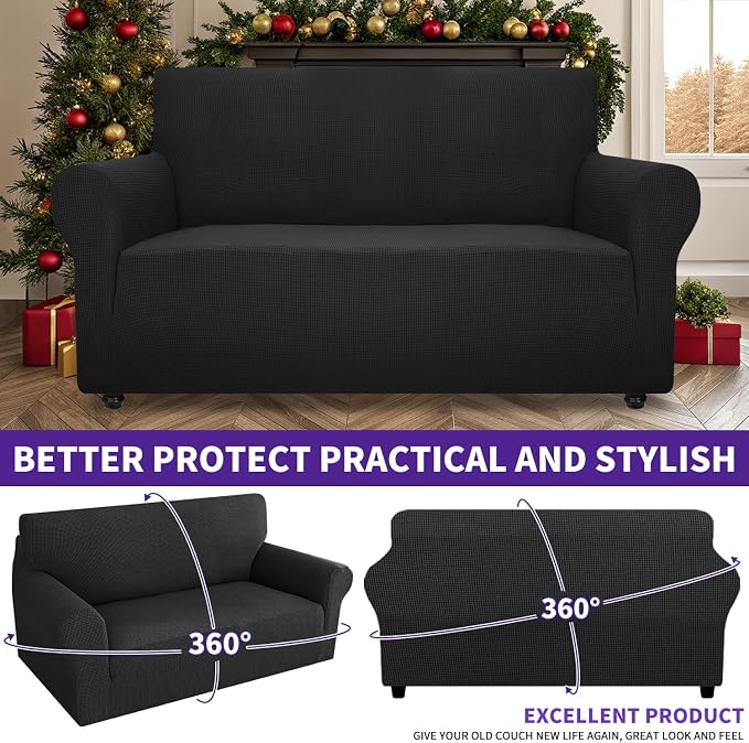 ZNSAYOTX Super Stretch Couch Cover Love Seat Sofa Covers - Image 2
