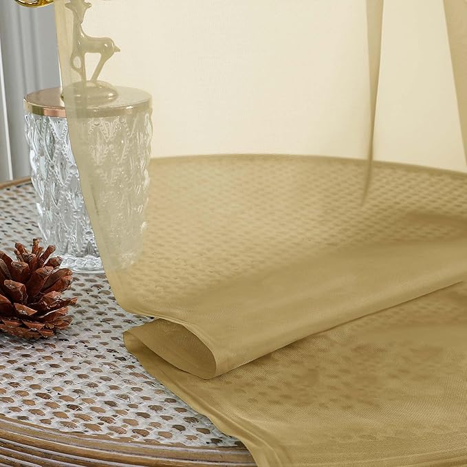 Extra Long Gold Sheer Curtains for Bedroom Living Room 108 Inches Long 2 Panels - Image 5