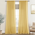 Gold Curtains for Living Room Back Tab Modern Farmhouse Semi Sheer Curtains 84 by Jolilight
