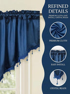 Molaxhome Swag Curtain 51 inch Length Rod Pocket Scalloped Curtain Valance - Image 6