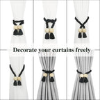 2 Pack Magnetic Curtain Tiebacks Cotton Hand Woven Tie Back Decorative Rope - Image 5