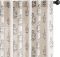 jinchan Linen Floral Curtains for Living Room 84 Inch Length Black Flower by JINCHAN