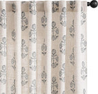 jinchan Linen Floral Curtains for Living Room 84 Inch Length Black Flower by JINCHAN