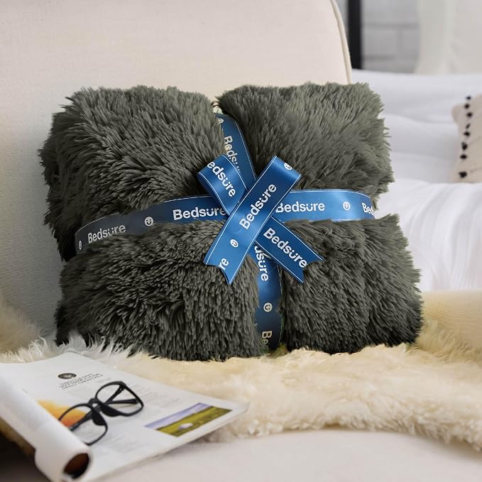 Bedsure GentleSoft Fluffy Olive Green King Size Blanket - Image 8
