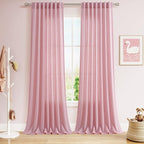 Rose Linen 96 Inch Long Curtains Panels 2 Panel Set by Nanspring
