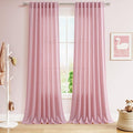 Nanspring Rose Linen Curtains 90 Inch Long 2 Panels Set Back Tab Rod Pocket by Nanspring