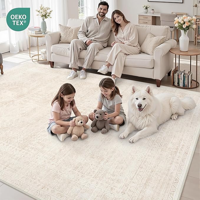 6x9 Area Rugs for Living Room: Vintage Boho Neutral Washable Rug Indoor Soft - Image 8