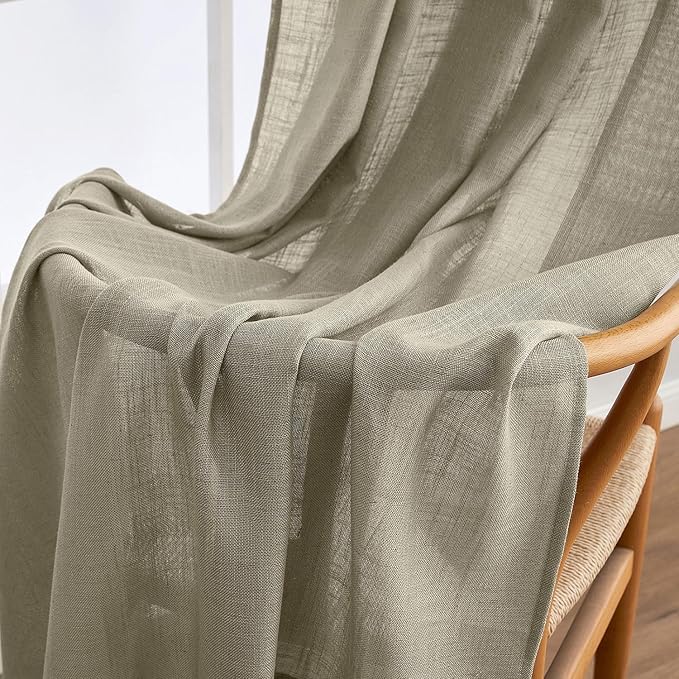 MIULEE Oatmeal Linen Curtains 72 Inch Length 2 Panels - Image 6