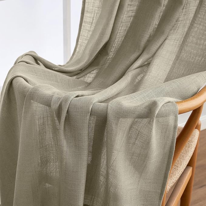 MIULEE Oatmeal Linen Curtains 108 Inch Long 2 Panels - Image 6