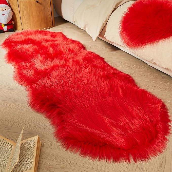 AMTOVO Faux Sheepskin Rug, 2 x 6 ft Faux Fur Rug - Image 5