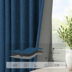 Navy Blue Curtains 108 Inches Long 2 Panel Faux Linen Nautical Modern Farmhouse - Image 5