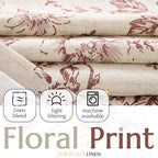 jinchan Lined Linen Blend Curtain Floral Curtains - Image 2