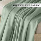 RYB HOME Mint Green Velvet Curtains 90 inches Long, Room Darkening, Floor-Length - Image 4