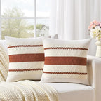 Fancy Homi Set of 1 Rust Boho Euro Decorative Throw Pillow Covers 26x26 Inch - Image 2