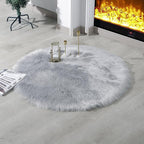 linmopm Faux Fur Rug Sheepskin Shag Fluffy Fuzzy Grey 3x3 ft Rugs by Limopmfauxfurproducts