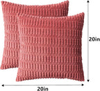 Pack of 2 Corduroy Decorative Throw Pillow Covers 20x20 InchSoft Boho Striped - Image 7