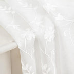 HOMEIDEAS White Sheer Curtains 63 Inch Length 2 Panels White Embroidered Floral - Image 6