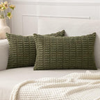 MIULEE Pack of 2 Spring Corduroy Decorative Lumbar Throw Pillow Covers 20x12 by MIULEE