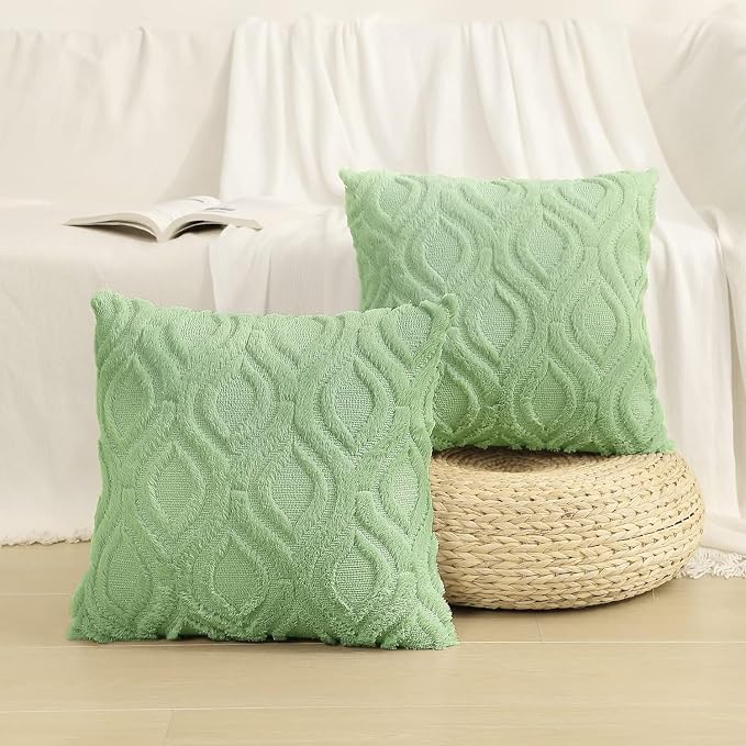 decorUhome Summer Throw Pillow Covers 22x22 Inch Set of 2, Soft Plush Faux Wool - Image 8