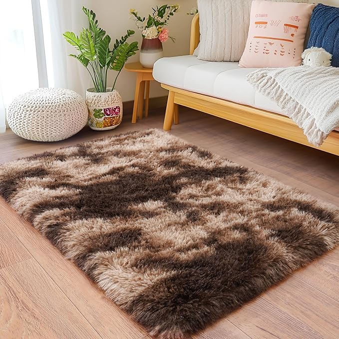 Small Rugs for Bedroom, Fluffy 2x3 Rug Throw Non Slip for Bedside Dorm Kids Room by Quntue