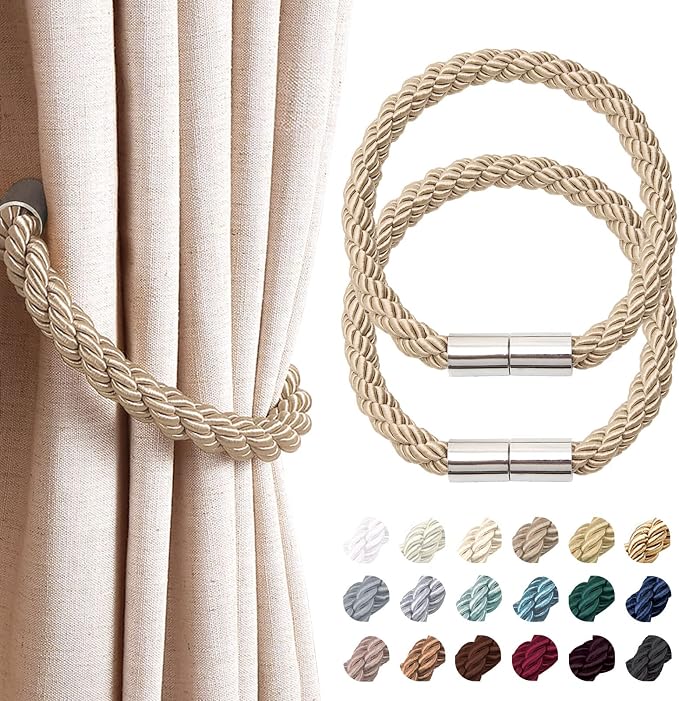 NICEEC 2 Pack Magnetic Curtain Tiebacks Modern Simple Style Drape Tie Backs by NICEEC