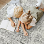 5x7 Area Rugs Grey Low Pile Indoor Washable Trendy Faded Style Floral Rugs - Image 6
