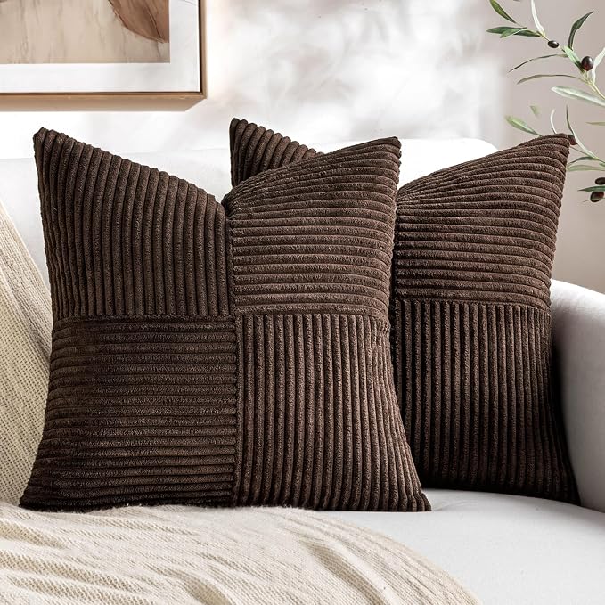 MIULEE Dark Brown Decorative Throw Pillow Covers 18x18 Inch by MIULEE